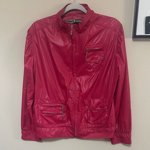 Jamie Sadock Zip Up Bright Pink Jacket Lightweight Biker Athletic Workout - Picture 1 of 9